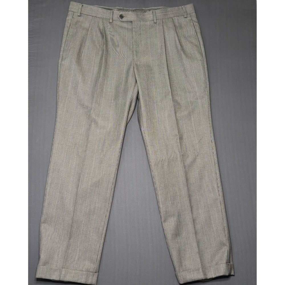 Lauren Ralph Lauren Mens Dress Pants 38x30 Gray Glen Plaid Cuffed - Picture 2 of 11